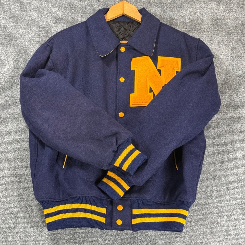 Vintage 60s 70s Norwell High School Clippers Varsity Jacket Men's 42 Wool